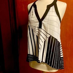 Studio Y Black White Graphic Tank Strappy Striped Medium